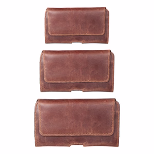 Horizontal Leather Belt Phone Pouch for Samsung Galaxy A21s / S20 Ultra / S21 Ultra / A70 / A71, Xiaomi Redmi 9, Huawei P Smart Pro, Royal Crazy Horse, Size 2XL, Brown