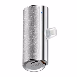 VEGER išorinė baterija 5000 mAh su įmontuotu jungtimi Lightning PD QC3.0 2,4A 12W PlugOn (W0573P) sidabrinė