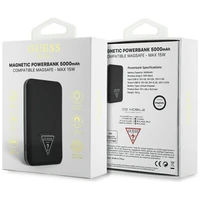 Guess Grained Triangle Powerbank with MagSafe 5000mAh 15W USB-C - black