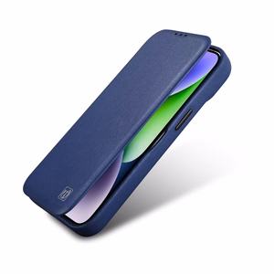 iCarer CE Premium odinis folio dėklas iPhone 14 Pro su MagSafe magnetiniu flipu - mėlynas