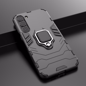 Ring Armor dėklas Samsung Galaxy S23+ šarvuotas dangtelis magnetinis laikiklis žiedas juodas