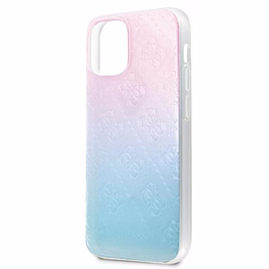 Guess GUHCP12S3D4GGBP iPhone 12 mini 5.4" mėlyna-rožinė/mėlyna ir rožinė kietas dėklas 4G 3D rašto kolekcija