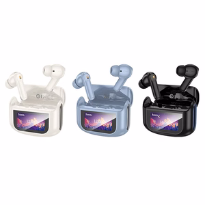 HOCO belaidės ausinės bluetooth su lietimui jautriu ekranu TWS ANC + ENC EQ21 vidurnakčio juodos