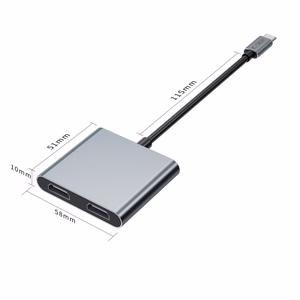 "Tech-Protect" HB08 4in1 USB-C + USB2.0 + 2 x HDMI 4K 60HZ adapteris - pilkas