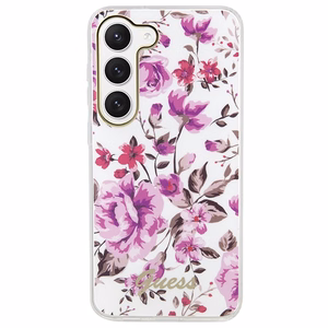 Guess GUHCS23MHCFWST S23+ S916 baltas/baltas kietas dėklas Flower Collection
