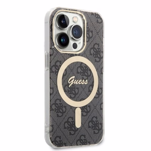Guess GUBPP14LH4EACSK 4G Print MagSafe dėklo ir įkroviklio rinkinys, skirtas iPhone 14 Pro 6.1", juodas