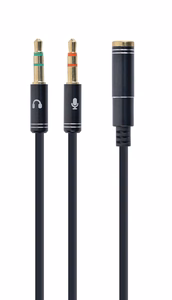 Gembird garso adapteris stereo 3.5mm mini Jack/4PIN/ garso laidas 0.2 m 2 x 3.5mm juodas