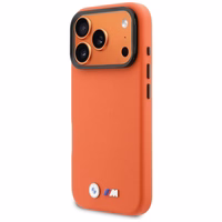 BMW dėklas for IPHONE 17 Pro suderinamas su MagSafe BMHMP17L25PFWKCKO (PU W/ Metal Logo) oranžinis