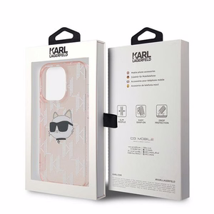 Karl Lagerfeld IML Choupette galvos ir monogramos dėklas iPhone 13 Pro Max - rožinė