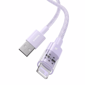 Baseus Gem USB-A į Lightning 2.4A greito įkrovimo laidas 1 m, violetinis