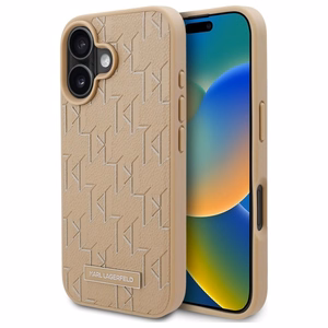 Karl Lagerfeld Hot Stamp MagSafe dėklas iPhone 16 - smėlinas