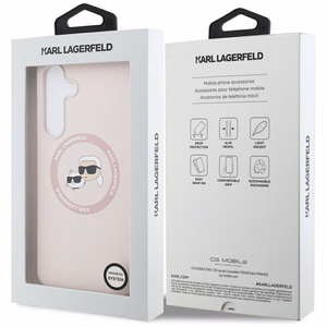 Karl Lagerfeld Silicone Karl & Choupette Heads MagSafe deklas Samsung Galaxy S25 FE - rozinis