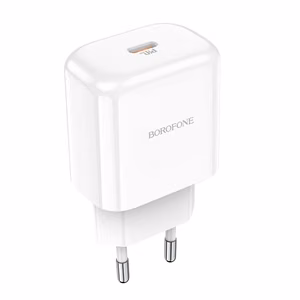 Borofone BN3 Premium USB-C sieninis įkroviklis QC 3.0 PD 2.0 20W baltas