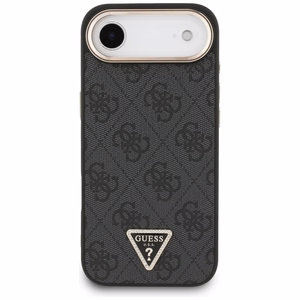 GUESS dėklas telefonui IPHONE 17 Air, suderinamas su MagSafe GUHMP17MP4GTDGMK (4G PU W/ Triangle Logo) auksinis ir juodas