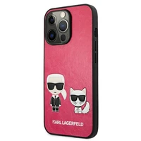 Karl Lagerfeld Ikonik Karl&Choupette dėklas iPhone 13 Pro / iPhone 13 - fuksijos spalvos