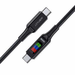 Acefast C7-03 USB-C USB-C 100W 1.2m kabelis su ekranu - juodas