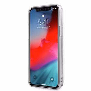 Guess GUHCP12SGLVSBL iPhone 12 mini 5.4" mėlynas/mėlynas kietas dėklas Blizgučiai Vintage Script