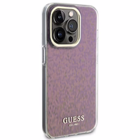 Guess GUHCP15LHDECMP iPhone 15 Pro 6.1" rožinis/rožinis kietas dėklas IML Faceted Mirror Disco Iridescent