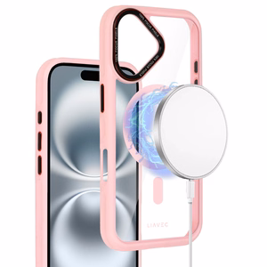 Liavec Hybrid Magsafe Skaidrus dėklas telefonui Iphone 16 šviesiai rožinis