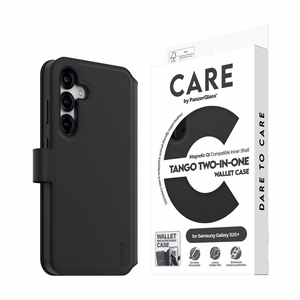 CARE by PanzerGlass Funkcinis Tango 2in1 piniginės dėklas telefonui Samsung Galaxy S25+ - Juodas