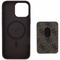 Guess 4G Stripes dėklas su Magnetinė pinigine iPhone 16 Pro Max - rudas