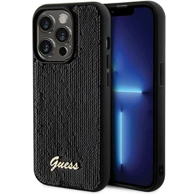 Guess Sequin Script Metal dėklas telefonui iPhone 13 Pro Max - juodas