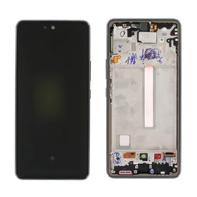 Ekranas Samsung A536 A53 5G su lietimui jautriu stikliuku ir rėmeliu originalus Awesome Black (service pack)