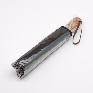 Automatic foldable umbrella with wood handle 10-ribs XXL 115 cm black
