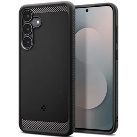 "Spigen Rugged Armor" dėklas, skirtas "Samsung Galaxy S25 FE" - matinės juodos spalvos