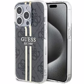 Guess IML 4G Gold Stripe dėklas iPhone 15 Pro Max - juodas