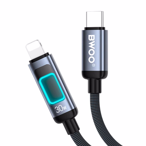 BWOO X324CL pintas greito įkrovimo kabelis su šviesos indikacija PD 27W USB-C - Lightning