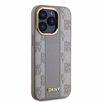 DKNY Odinis languotas mono raštas Magnetinis dėklas telefonui iPhone 15 Pro - smėlio spalvos