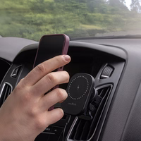 "Maxlife" automobilinis laikiklis oro angai MXCH-16 magnetinis su belaidžiu įkrovimu, juodas 15W