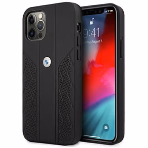 BMW Кожаный чехол Curve Perforate для iPhone 12 Pro Max - чёрный