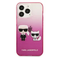 Karl Lagerfeld Gradient Ikonik Karl&Choupette dėklas iPhone 13 Pro / iPhone 13 – rožinis