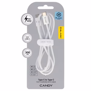 Blavec Кабель Candy плетёный - Type C to Type C - PD 60W 3A 3 метра Apple CarPlay/Android Auto (CCA-CC3W30) белый