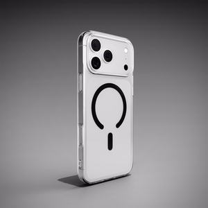 Puro Lite Mag TPU+PC dėklas telefonui suderinamas su MagSafe iPhone 17 Pro - skaidrus su juodu žiedu