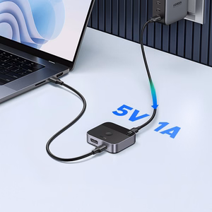 Ugreen DisplayPort/USB-C į USB-C komutatorius - pilkas