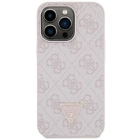 Guess GUHCP13LP4TDSCPP dėklas iPhone 13 Pro / 13 - rožinis kryžminis 4G metalinis logotipas