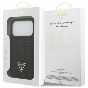 Guess Rhinestone Triangle Logo dėklas telefonui iPhone 17 Pro - juodas