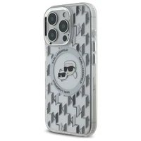 Karl Lagerfeld IML Monogram Karl & Choupette Head Magnetinis dėklas telefonui iPhone 16 Pro Max - skaidrus