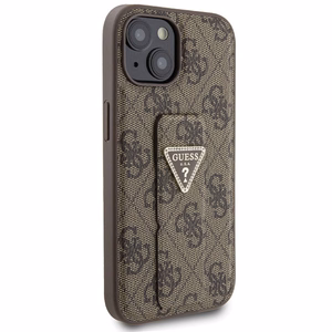 Guess dėklas telefonui su stovu Grip Stand 4G Triangle Strass iPhone 15 - rudas