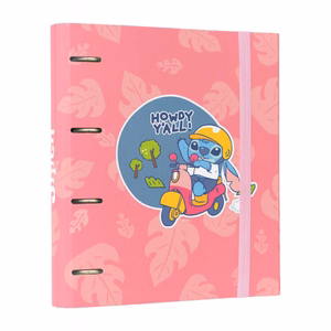 Disney Stitch A4 segtuvas su 4 žiedais ir elastine juostele