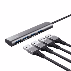 Trust Halyx USB 3.2 Gen 1 Type-A 5 Mbit/s šakotuvas pilkas