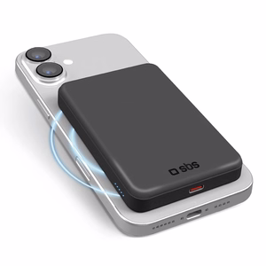 SBS Mag Power Qi2 5000 mAh išorinė baterija suderinama su MagSafe - juoda