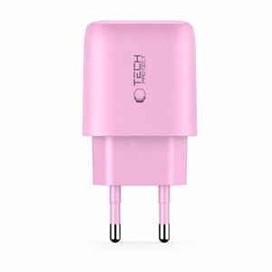 Tech-Protect NCA30 PD 30W QC3.0 USB-A / USB-C sieninis įkroviklis - rožinis