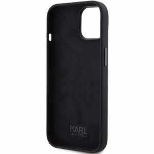 Karl Lagerfeld Silicone Ikonik Metal Pin dėklas iPhone 15 Plus / 14 Plus - juodas