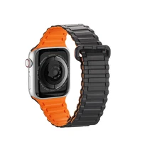 Dux Ducis dirželis (šarvuota versija) Apple Watch SE dirželis, 9, 8, 7, 6, 5, 4, 3, 2, 1 (41, 40, 38 mm) silikoninė magnetinė apyrankė juoda/oranžinė