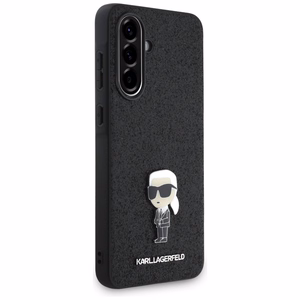 Karl Lagerfeld Fiksuotas Blizgus Ikonik Logotipo Metalinis Segtukas Dėklas telefonui Samsung Galaxy A36 - juodas