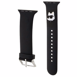 Karl Lagerfeld 3D Rubber Choupette Heads dirželis juodas skirtas Apple Watch 38/40/41mm